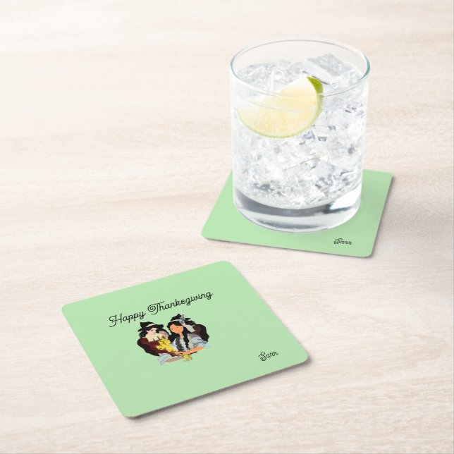 Dessous-de-verre Carré En Papier Dessous de verre : Thanksgiving Blessing (En situation)