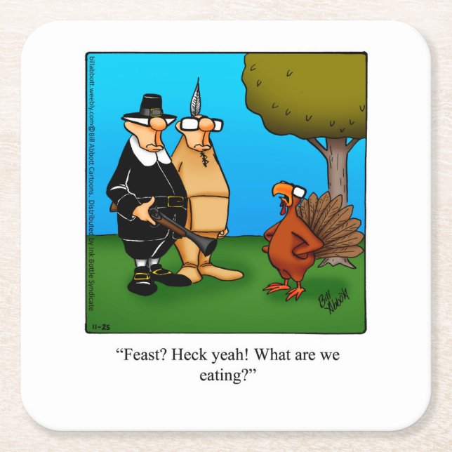 Dessous-de-verre Carré En Papier Dessous de verre Thanksgiving Humour Bar (Devant)