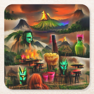 Dessous-de-verre Carré En Papier Dessous de verre Tiki Bar
