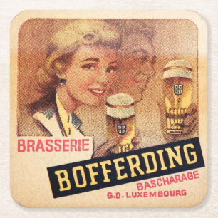Dessous-de-verre Carré En Papier Dessous de verre vintage Étiquette de bière Luxemb