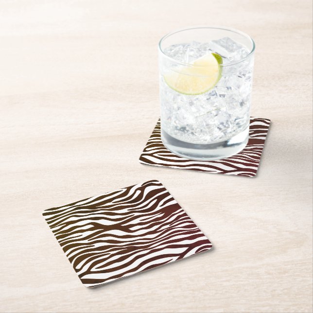 Dessous-de-verre Carré En Papier Dessous de verre Zebra personnalisés (En situation)