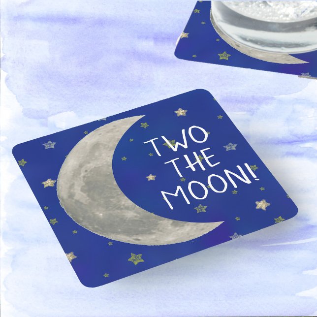 Dessous-de-verre Carré En Papier Deux La Lune 2ème anniversaire (Créateur téléchargé)