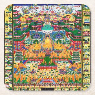 Dessous-de-verre Carré En Papier Diagramme cosmique Mandala pour la méditation