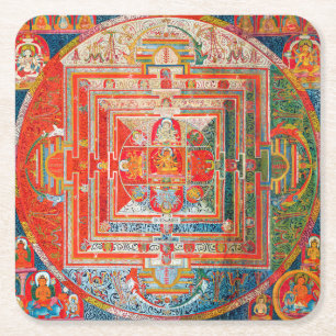 Dessous-de-verre Carré En Papier Diagramme cosmique Mandala pour la méditation