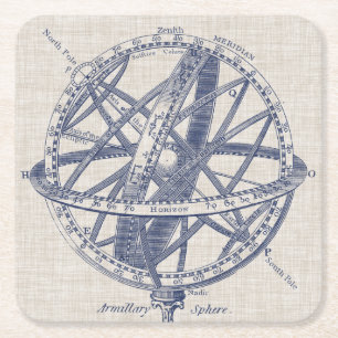 Dessous-de-verre Carré En Papier Diagramme de sphère armillaire
