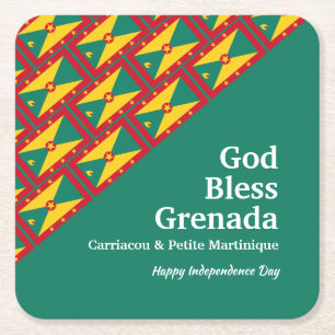 Dessous-de-verre Carré En Papier DIEU BÉNISSE GRENADA Texte personnalisé VERT
