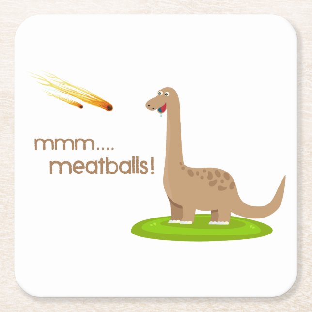 Dessous-de-verre Carré En Papier Dinosaur Meteor Boules de viande (Devant)
