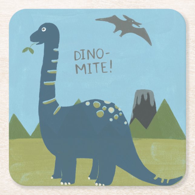 Dessous-de-verre Carré En Papier dinosaure de Dino-acarides (Devant)