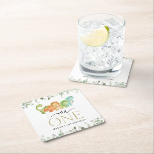 Dessous-de-verre Carré En Papier Dinosaures mignons, T-Rex, Jurassique, Premier Ann