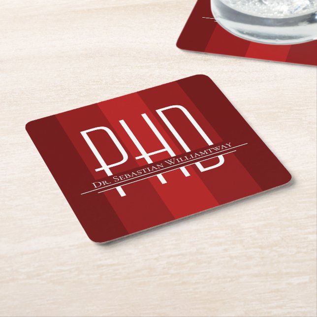 Dessous-de-verre Carré En Papier Diplômé rouge doctorat (Incliné)
