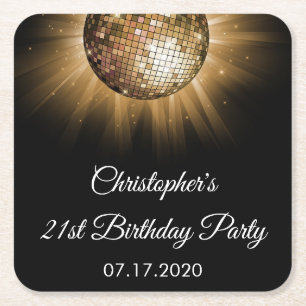 Dessous-de-verre Carré En Papier Disco Dance Anniversaire Soirée Gold Sparkle