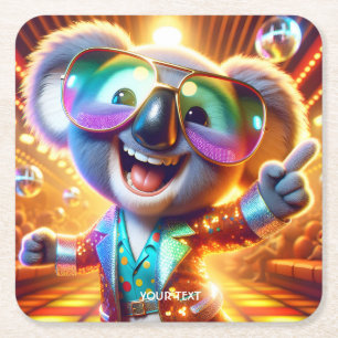 Dessous-de-verre Carré En Papier Discothèque dansante Imaginaire Cute Koala