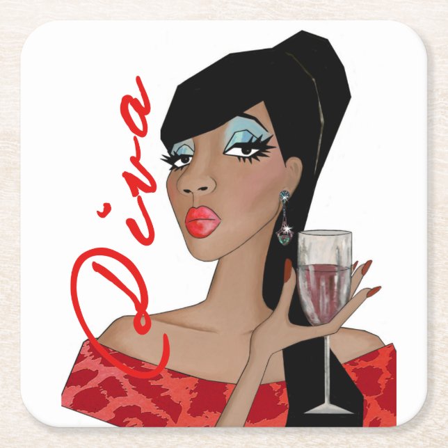 Dessous-de-verre Carré En Papier "Diva absolument fabuleux" (Devant)