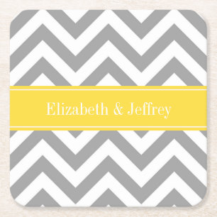 Dessous-de-verre Carré En Papier Dk Gray White LG Chevron Pineapple Nom monogram