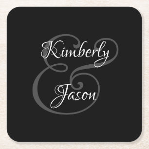 Dessous-de-verre Carré En Papier do-it-yourself ses et ses noms de script, blanc et