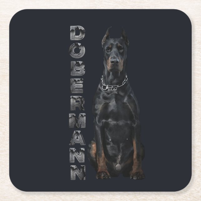 Dessous-de-verre Carré En Papier Doberman Pinscher (Devant)