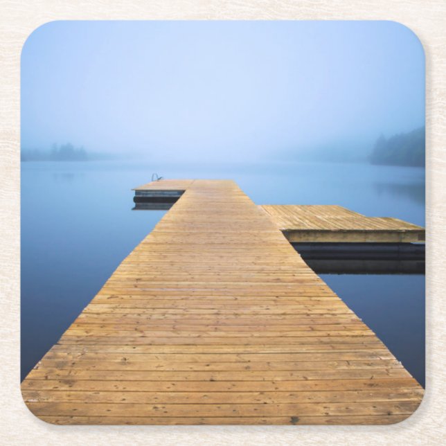 Dessous-de-verre Carré En Papier Dock sur le lac (Devant)