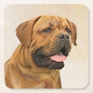 Dessous-de-verre Carré En Papier Dogue de Bordeaux Peinture - Cute Original Chien A
