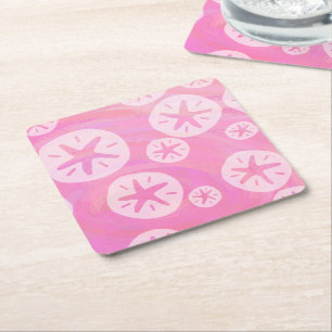 Dessous-de-verre Carré En Papier Dollar de sable blanc et rose