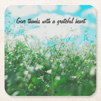 Dessous-de-verre Carré En Papier Donnez les mercis avec un ensemble reconnaissant