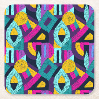 Dessous-de-verre Carré En Papier Doodles rétro : pop art géométrique.