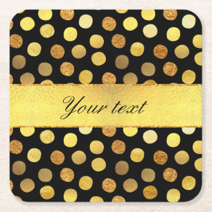 Dessous-de-verre Carré En Papier Dots de confetti à huile noire chic