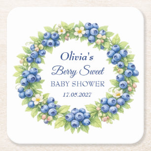 Dessous-de-verre Carré En Papier Douce Baby Shower Blueberry Bébé Fille Garçon