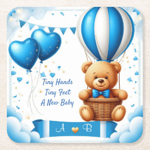 Dessous-de-verre Carré En Papier Douce Fête de Naissance Ourson 🧸