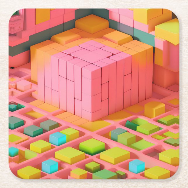 Dessous-de-verre Carré En Papier Douceur aux couleurs vives (Devant)