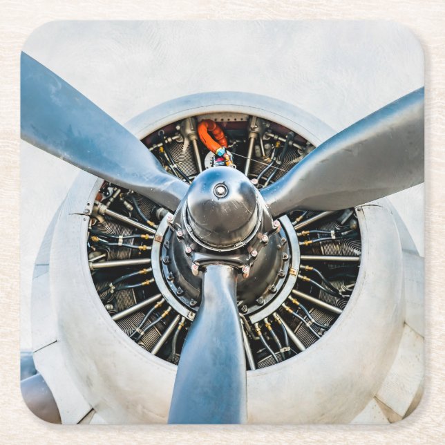 Dessous-de-verre Carré En Papier Douglas DC-3 Aircraft. Hélice (Devant)