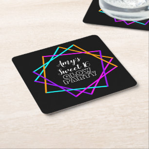 Dessous-de-verre Carré En Papier Doux 16 Neon Lumineuse Dans Les Bars Sombres Anniv