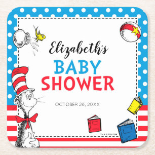 Dessous-de-verre Carré En Papier Dr. Seuss - Chat dans le Baby shower Casquette