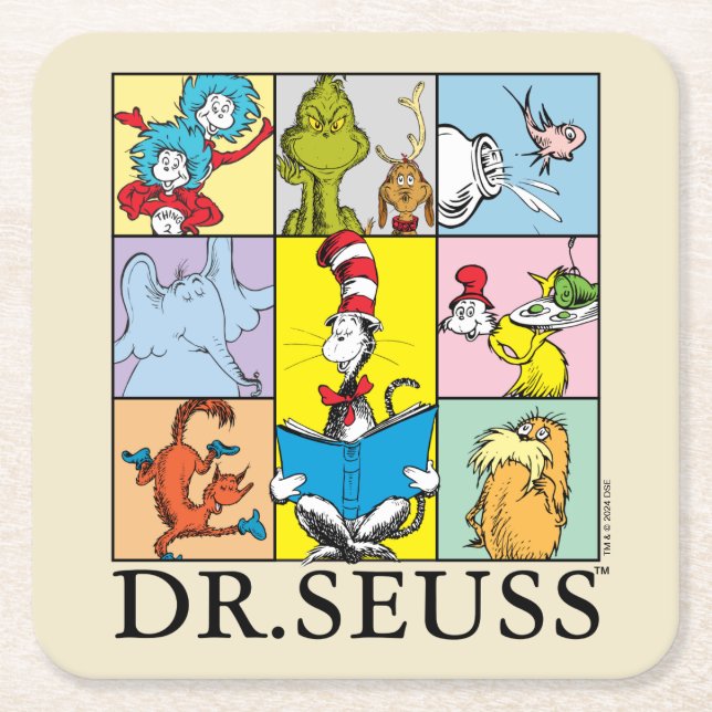 Dessous-de-verre Carré En Papier Dr Seuss | Graphique Histoires (Devant)