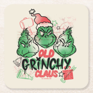 Dessous-de-verre Carré En Papier Dr. Seuss Le vieux Grinch Noël
