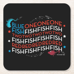 Dessous-de-verre Carré En Papier Dr. Seuss Poisson Rouge Poisson Bleu Graphique D