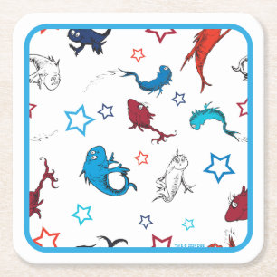Dessous-de-verre Carré En Papier Dr. Seuss Un Poisson Deux Poissons Motif Étoile