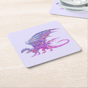 Dessous-de-verre Carré En Papier Dragon Mosaïque Pourpre Incroyable