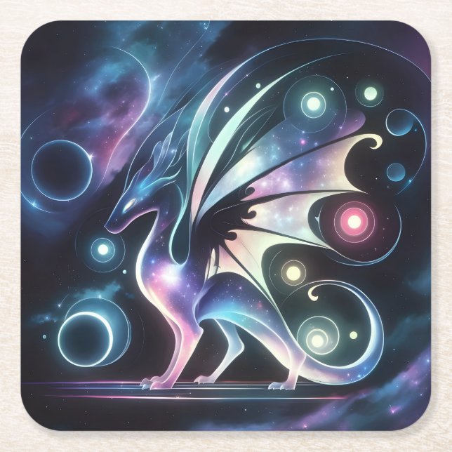 Dessous-de-verre Carré En Papier Dragon papillon spatial (Devant)