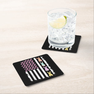 Dessous-de-verre Carré En Papier Drapeau américain avec lapin pour le jour de Pâque