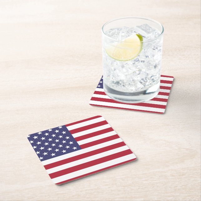 Dessous-de-verre Carré En Papier Drapeau américain, Drapeau américain (En situation)