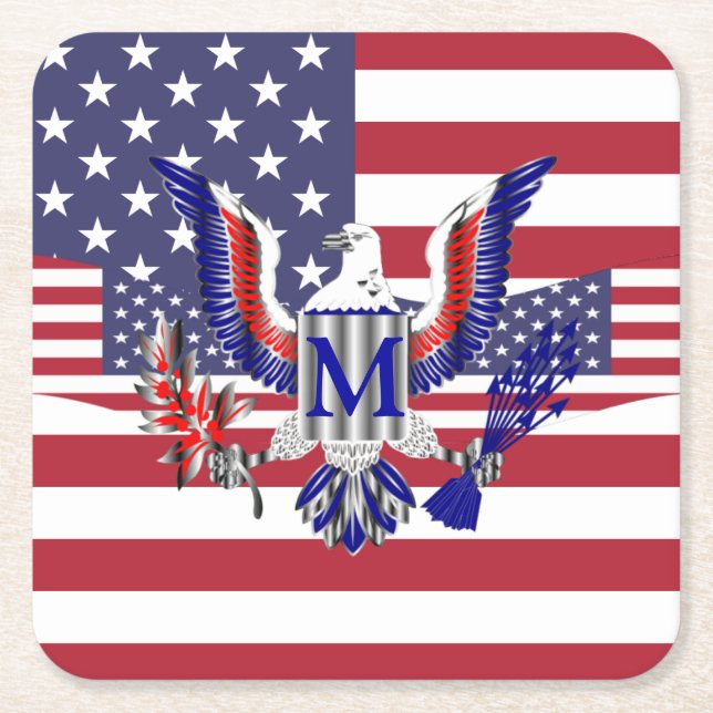 Dessous-de-verre Carré En Papier Drapeau américain patriotique (Devant)