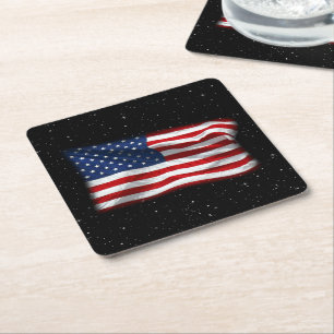 Dessous-de-verre Carré En Papier Drapeau américain patriotique États-Unis