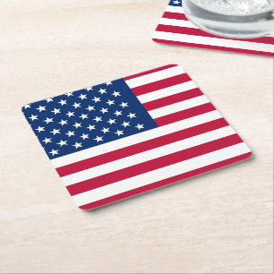 Dessous-de-verre Carré En Papier Drapeau américain patriotique rouge blanc et bleu