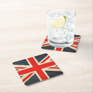 Dessous-de-verre Carré En Papier Drapeau britannique Vintage Grunge