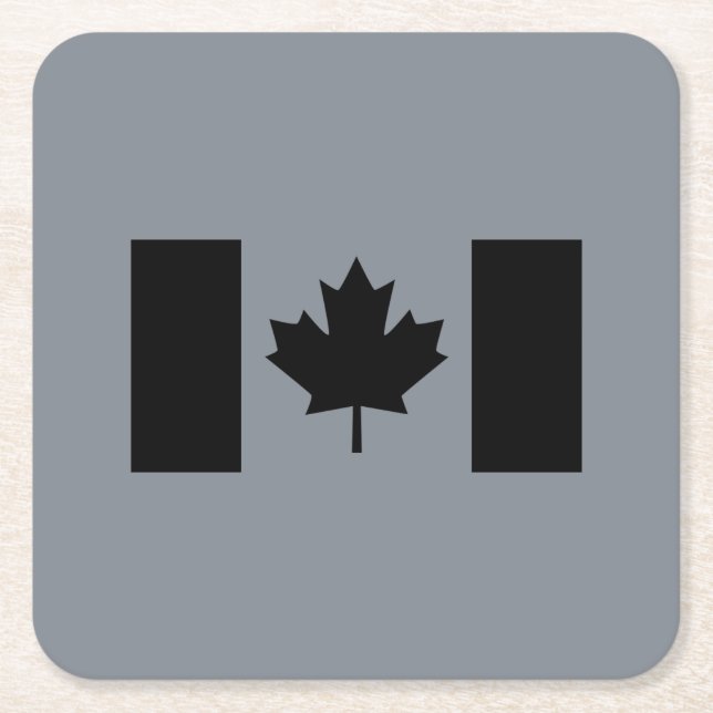 Dessous-de-verre Carré En Papier Drapeau canadien en noir (Devant)
