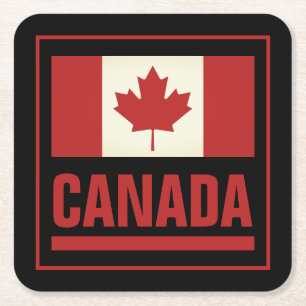 Dessous-de-verre Carré En Papier drapeau canadien Vintage de la feuille d'érable