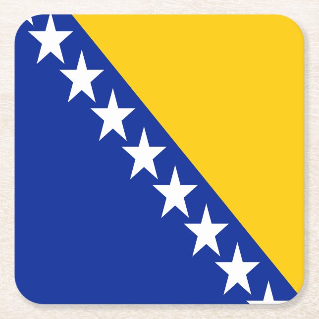 Dessous-de-verre Carré En Papier Drapeau de Bosnie-Herzégovine patriotique (Devant)