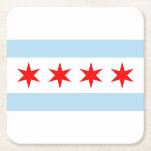 Dessous-de-verre Carré En Papier Drapeau de Chicago, Illinois Carré Dessous de verr