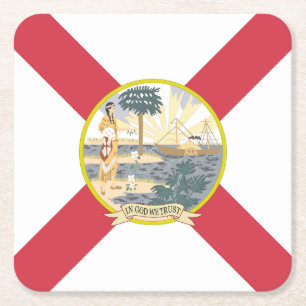 Dessous-de-verre Carré En Papier Drapeau de Floride : l'État ensolleillé des Florid