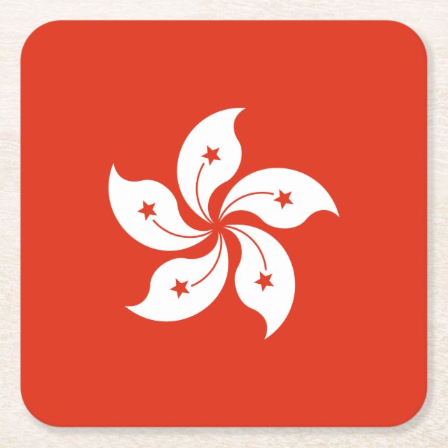 Dessous-de-verre Carré En Papier Drapeau de Hong Kong (Devant)